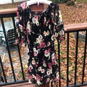 Black Floral Print Dress